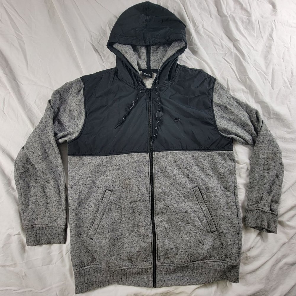 Vans Mens XL Gray Black Full Zip Hoodie Sweater Casual Outdoors Warm Winter